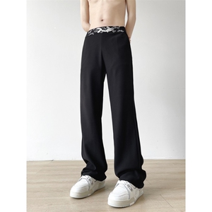 XZ612-K746-P55 控78 新中式风刺绣 垂坠西裤直筒裤速干冰丝裤3,男装西裤,星座612