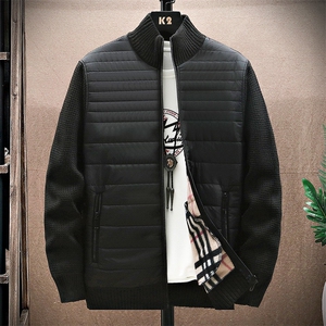 品质好 秋冬季新款男士休闲立领毛衣外套百搭加绒棉服 8917-P50图片