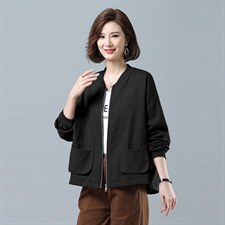 时尚女装纯棉短款加厚风衣外套宽松显瘦百搭休闲上衣，女装风衣，秋牧寒烟