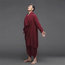棉麻打坐居士汉服宽松长款披风衣民族套装瑜伽演艺服Q9220-P190，男装风衣，星座1105-3