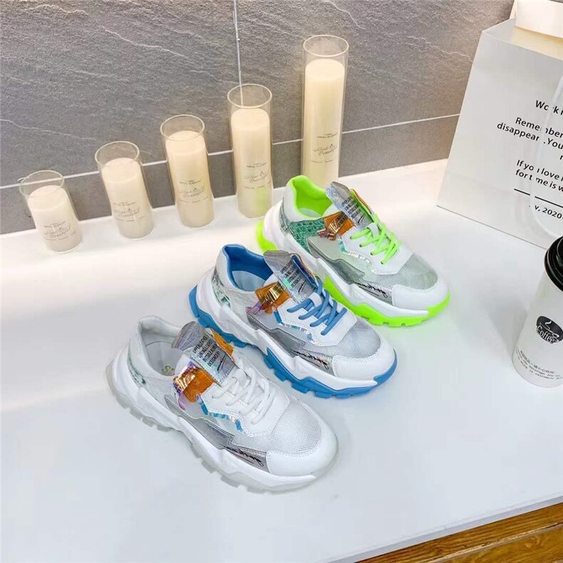 春季新款真皮水晶吸磨衣透气潮流运动鞋老爹鞋，其它，她他麦