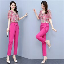 今年流行女装套装夏装2024年新款洋气显瘦小个子休闲裤时尚两件套，女装套装/套裙，依如秀(原杭风阁)