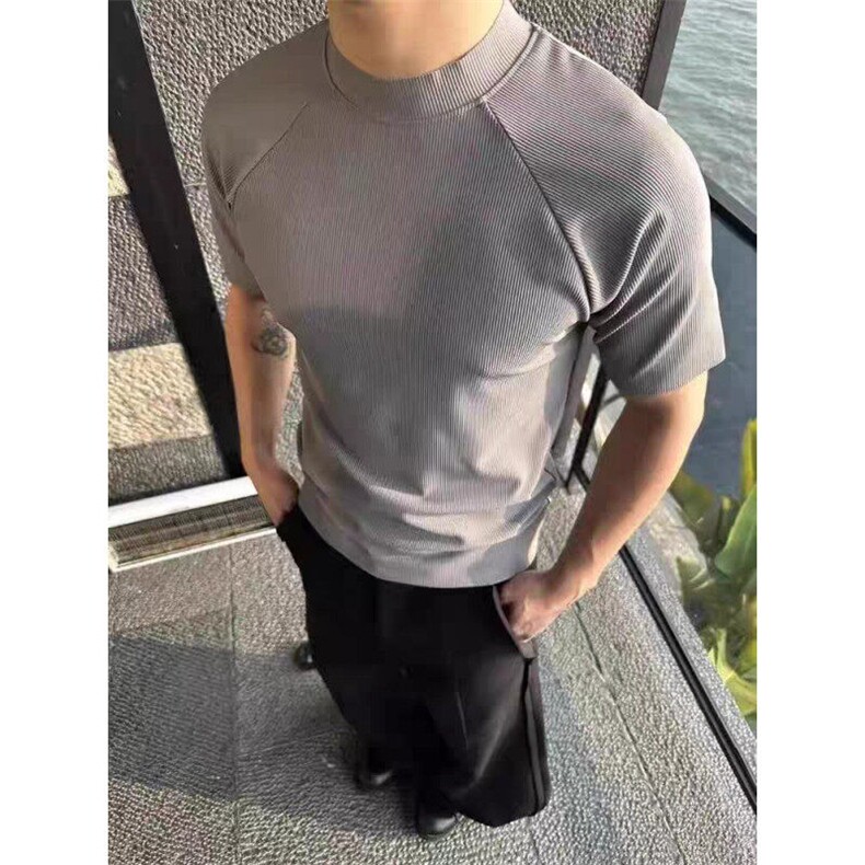 eme新品同款正肩小高领显瘦短袖T恤310A-4-T92-特批20,男装T恤,星座310A-4