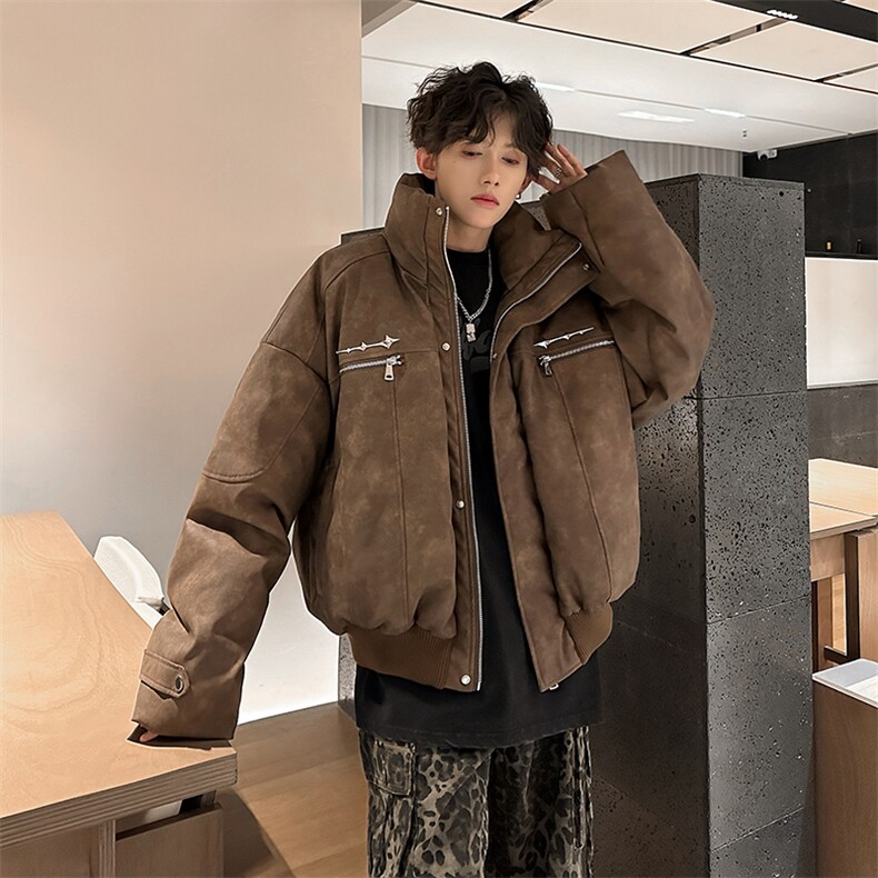 405A  美式复古个性金属设计短款皮衣棉服 MY24916-特批108控178图片