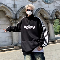 美式复古半拉链卫衣春秋款条纹高街男潮外套重磅立领上衣Q39，男装夹克，星座1116A-1（原606A）
