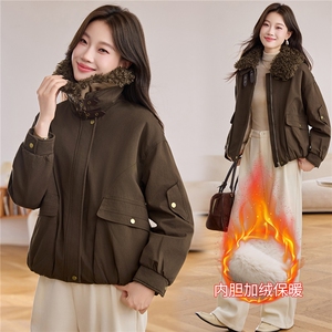 现货！现货！2025冬季女装新款加绒加厚棉衣棉服图片