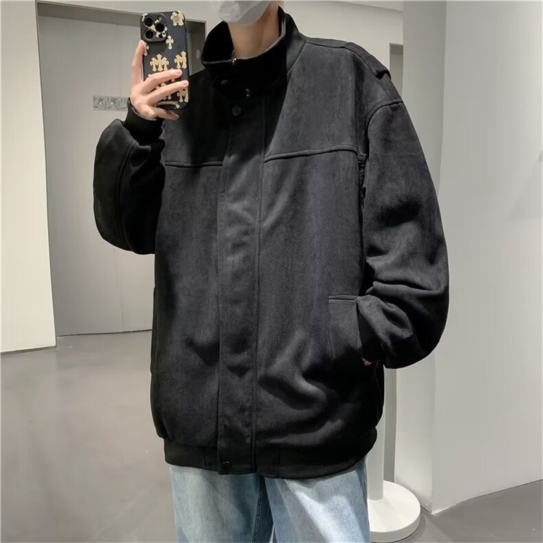 麂皮绒外套男士秋季新款设计感小众上衣美式潮牌潮流宽松休闲夹克,男装夹克,星座601-2