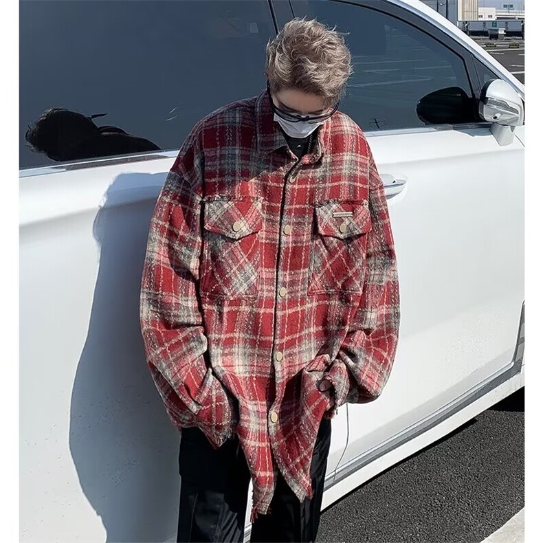 美式潮牌复古格子外套男休闲百搭小香风衬衫夹克男装上衣L25-p58,男装夹克,星座1008-2