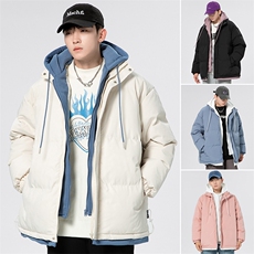 2025冬季新款加厚款假两件连帽棉服情侣款棉衣XZ102A-4-22091-P95，男装棉衣，星座211-2