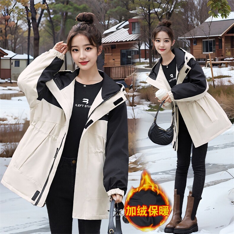 现货！女冬季新款韩版休闲宽松白鸭绒冲锋衣派克服羽绒服，女装羽绒服，艾仟回(原伊仟回)