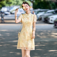 新中式国风连衣裙女2025夏新款高端轻奢精致刺绣气质显瘦旗袍裙，女装连衣裙，艾仟回(原伊仟回)
