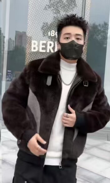 (网图)水貂绒皮毛一体外套男士皮草大衣金貂绒外套313B-1712-P170,女装短外套,星座313B
