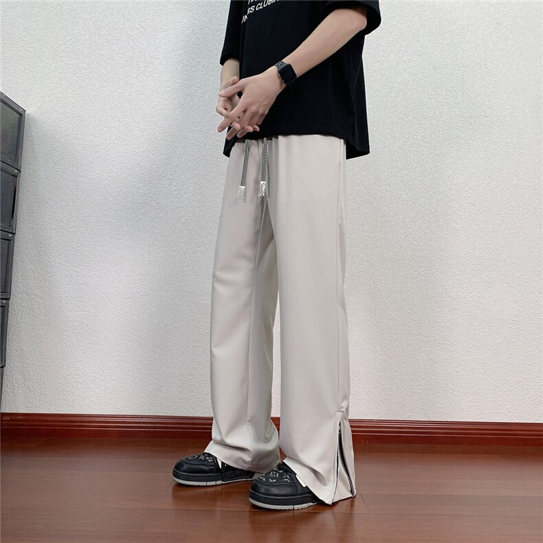 裤脚拉链微喇休闲裤K001模特地板92%聚酯纤维8%氨纶(S-2XL)TP25,男装休闲裤,电商A088