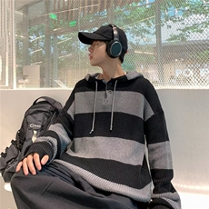 慵懒风毛衣男秋冬新款粗线麻花加厚圆领菱格套头宽松毛线针织衫，男装针织衫/毛衣，星座716-4
