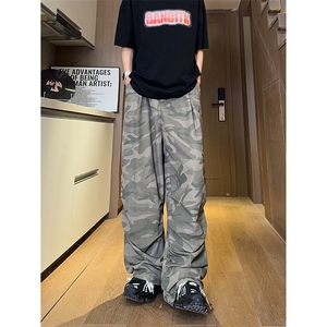 现货 早秋伞兵裤子潮牌宽松阔腿登山工装休闲长裤男K651-P45 控68图片