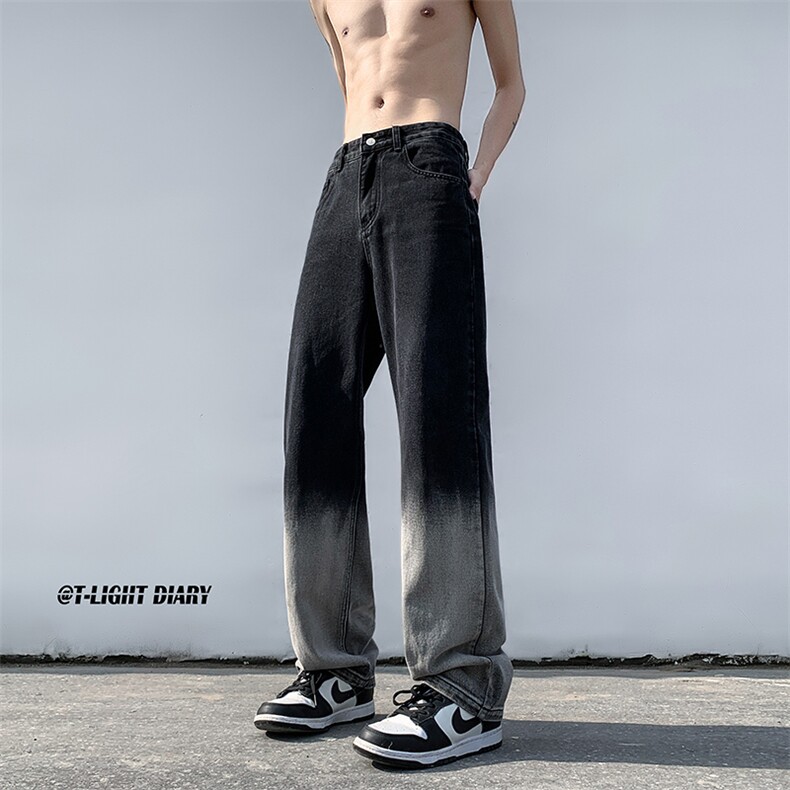 B221美式ins高街小众渐变色吊染直筒牛仔裤LK23024-P60控78,男装牛仔裤,电商B221