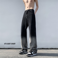 B221美式ins高街小众渐变色吊染直筒牛仔裤LK23024-P60控78，男装牛仔裤，电商B221