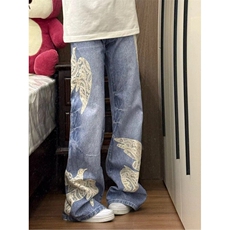 【有货】N6014CC-特P65蕾丝和平鸽贴布刺绣牛仔裤男女款裤子，男装牛仔裤，星座1007（原301D）
