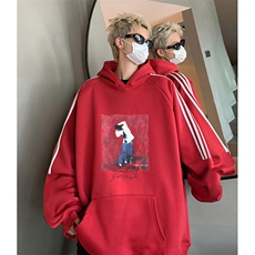 抖音得物供货提供视频秋冬重磅美式宽松织带连帽卫衣0458，男装卫衣，电商A486