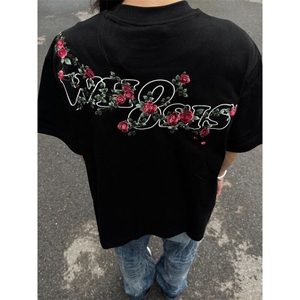 M663-P38高版本#内衬铺布+原版全刺绣宽松休闲短袖T恤图片
