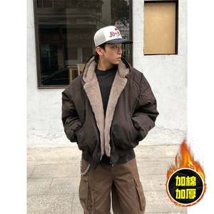 两面穿现货重磅短款座山雕棉衣男女双面穿毛毛绒棉服加厚外套