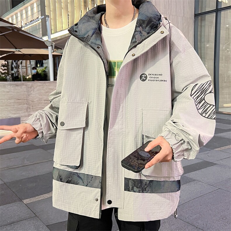 冲锋衣外套男秋季青少年潮牌痞帅炸街夹克登山服A436-23302-P70,男装夹克,电商A436