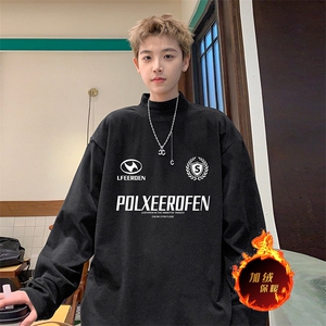 一件过冬重磅保暖针织衫德绒加绒加厚卫衣半高领打底长袖T恤DR101图片
