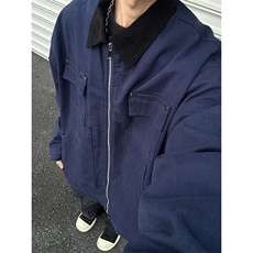 翻领外穿拉链撞色春秋宽松型工装夹克男秋冬潮长袖J3569，男装夹克，星座1116A-1（原606A）