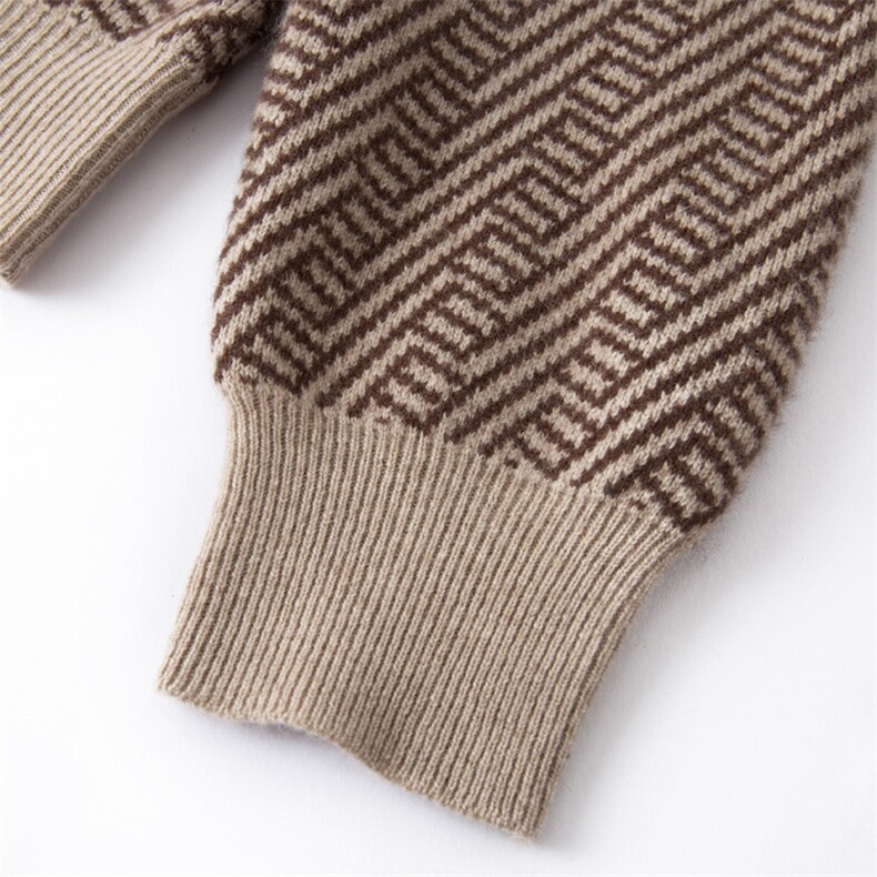 时尚男士半高领长袖羊毛衫秋季新款经典芝麻点图案设计舒适保暖，男装羊毛衫，端硕羊绒