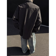 日系复古条纹百搭衬衫男长袖宽松翻领休闲衬衣外套潮J08-P52，男装衬衫，星座1001-1
