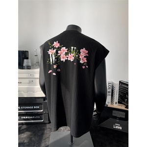 XZ809A/BXXX09/P35/控48美式V领印花背心T恤