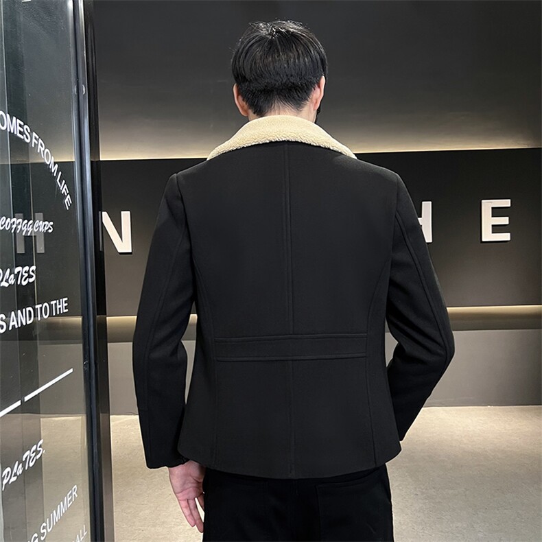 2023秋冬新款男士英伦风毛呢短款韩版修身休闲呢料外套,男装棉衣,电商B248