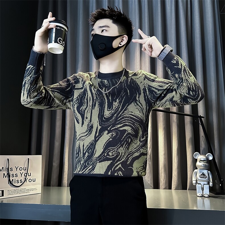 痞帅炸街男士圆领潮流拼色毛衣社会小伙店主风301C-M87-P78控108,男装针织衫/毛衣,星座301C（原B323）