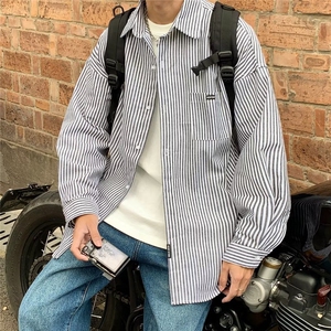 条纹衬衫长袖男春秋季款日系cityboy宽松休闲衬衣外套潮CS224-p30图片