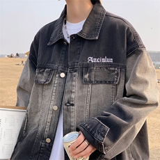 A755-P64美式复古情侣牛仔外套春秋新款潮牌渐变宽松工装夹克男，男装夹克，星座512-6