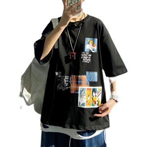 2025夏季短袖t恤男半袖港风T恤衫A210-A8306-P28控48图片