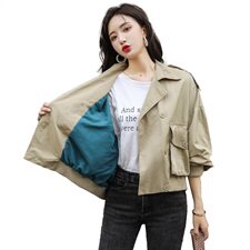 短款风衣外套女春秋新款韩版宽松小个子休闲百搭工装夹克上衣，女装风衣，微微衣阁