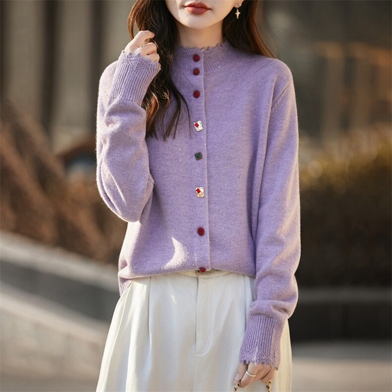 2026年秋季通勤开衫女时尚百搭通勤简约休闲，女装针织衫/毛衣，暖圣羊羊绒