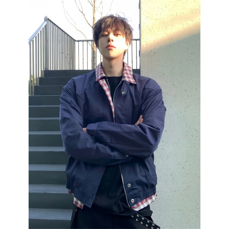 706-1-JK1313-P68特P现货秋季格纹千鸟格夹克老钱风外套男,男装夹克,星座706-1