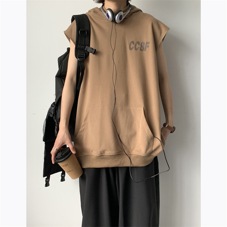 日系复古连帽背心男2024夏季新款潮牌宽松运动上衣现货T1728-P45，男装背心/马甲，星座512-4