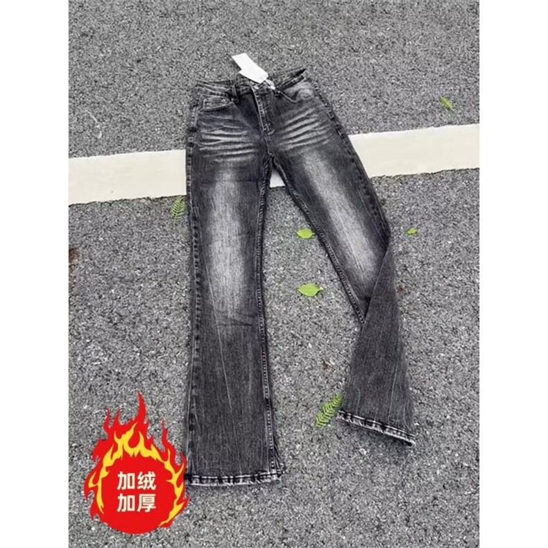 美式复古闪电裂纹牛仔裤加绒加厚直筒裤拖地阔腿裤K8002-P52网图,男装牛仔裤,电商B245