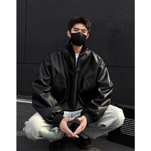 档口图 春季PU皮外套cleanfit廓形飞行员夹克短款皮衣J2534-P80图片