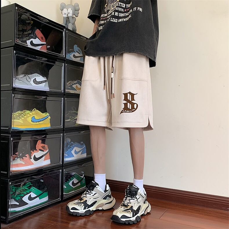 高品质麂皮绒印花短裤潮流宽松休闲五分裤A161-D917-P38图片
