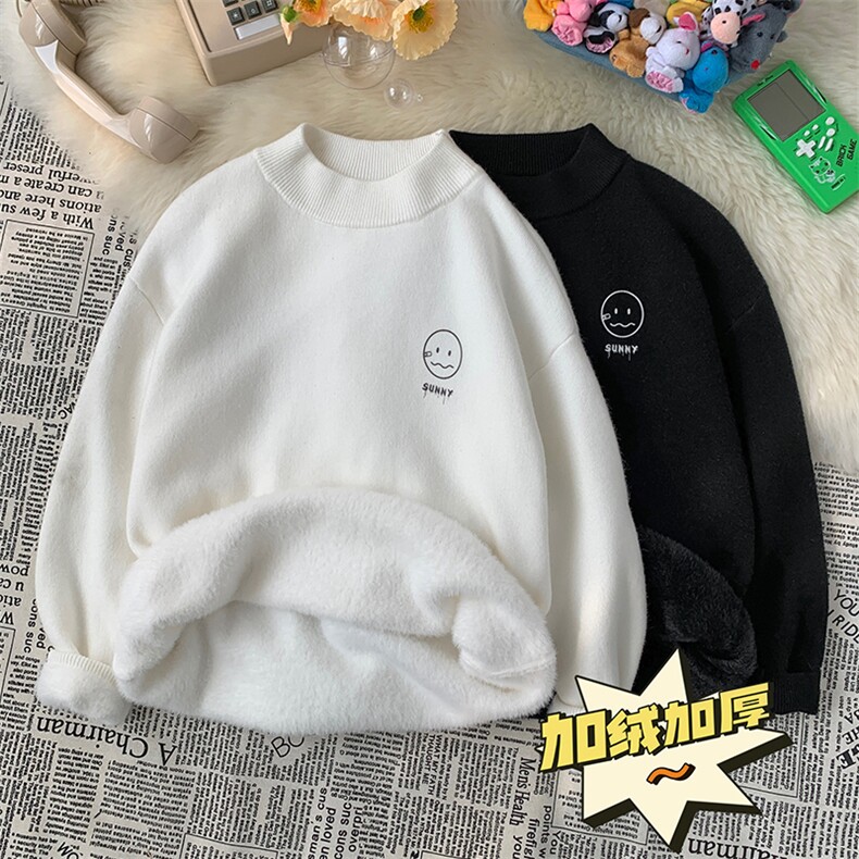 M18072-P45 加绒款-P65半高领毛衣男士大码针织衫男毛线衣男图片