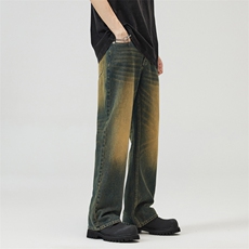 美式高街水洗微喇牛仔裤潮流宽松休闲裤A161-K8601-P58控89，男装牛仔裤，电商A161