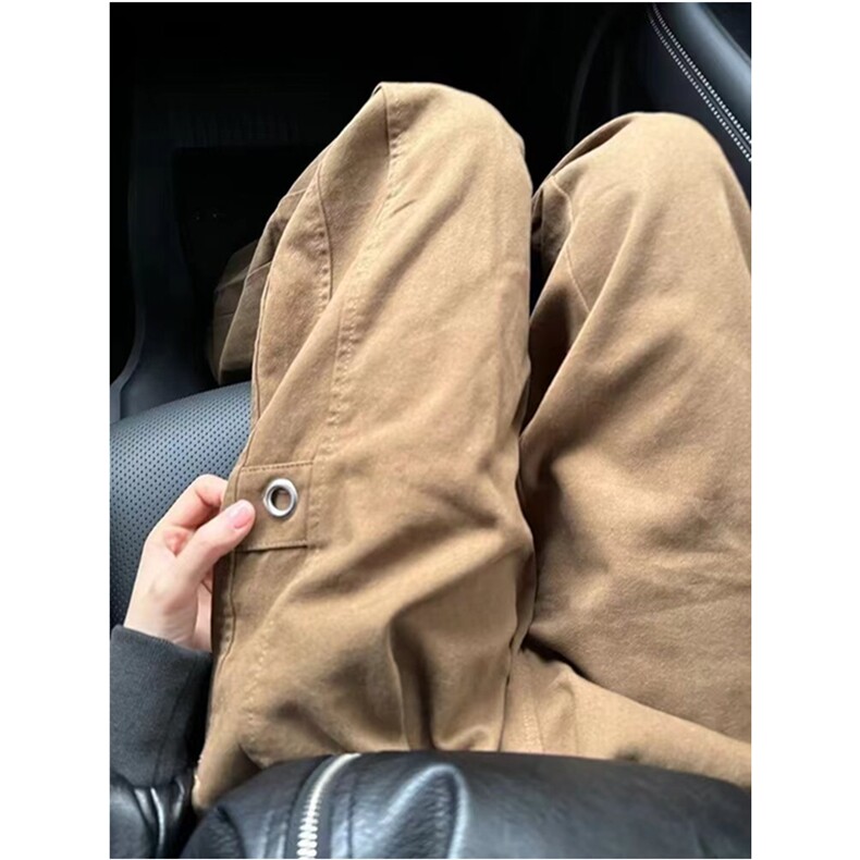 复古宽松直筒休闲裤男春秋季卡其色工装阔腿裤潮牌KD45,男装休闲裤,星座1116A（原606A-3）