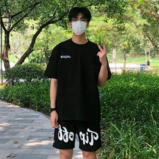 万针全刺绣工艺抖音得物高品质260克重磅纯棉双纱美式高街短袖T恤，男装T恤，电商A486-1