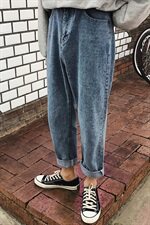 主推宽松九分牛仔裤男chic潮流港风bf直筒阔腿裤子KZ306，男装牛仔裤，星座1008