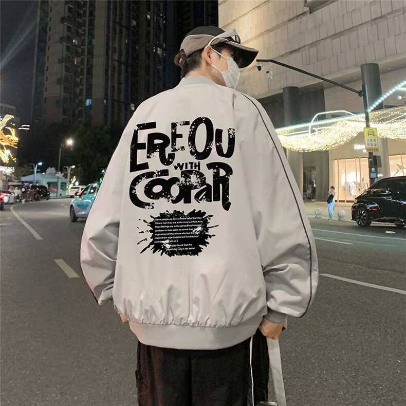 特批2025港风夜景棒球服外套宽松字母印花夹克TPF6053 P65控98图片