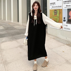 超火又酷又飒背心裙套装女春秋2025新款松弛感穿搭连帽衬衫两件套，女装套装/套裙，2C272